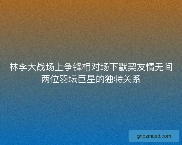 林李大战场上争锋相对场下默契友情无间两位羽坛巨星的独特关系