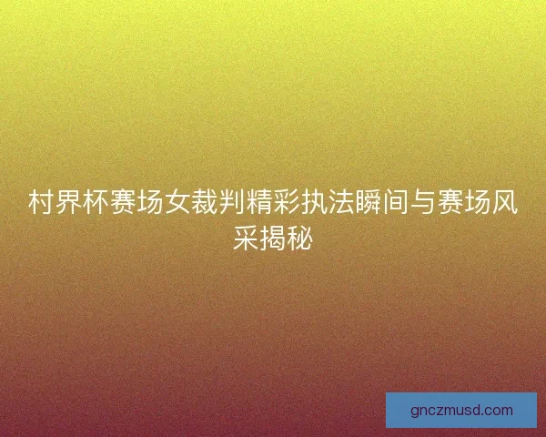 村界杯赛场女裁判精彩执法瞬间与赛场风采揭秘